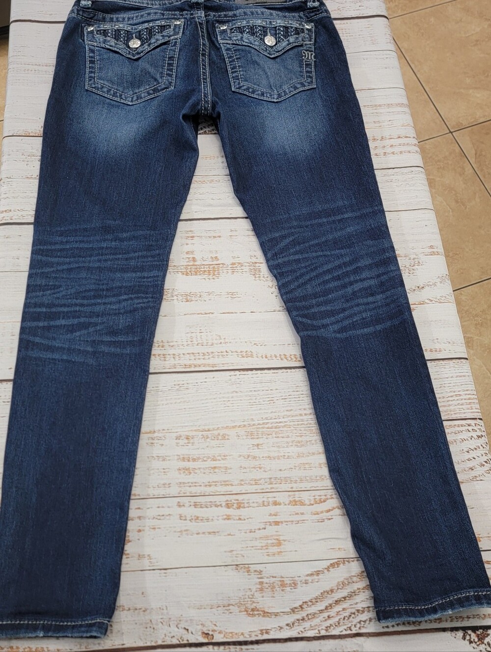MISS ME Signature Dark Blue Women's Skinny Jeans 28 Inseam
